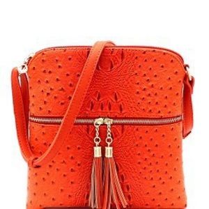 Vibrant Animal Print Vegan Crocodile Leather Crossbody Handbag